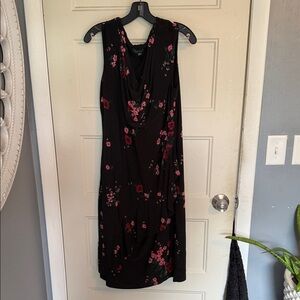 Lauren Ralph Lauren Black Sleeveless Midi Dress with Pink & Red Floral Print